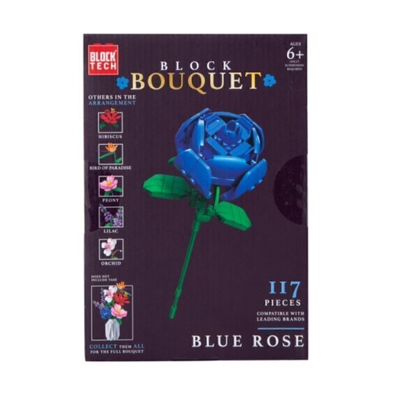 Block Tech Block Bouquet Flower Blue Rose NWT Botanical Faux Plant Activity Toy - Picture 7 of 7
